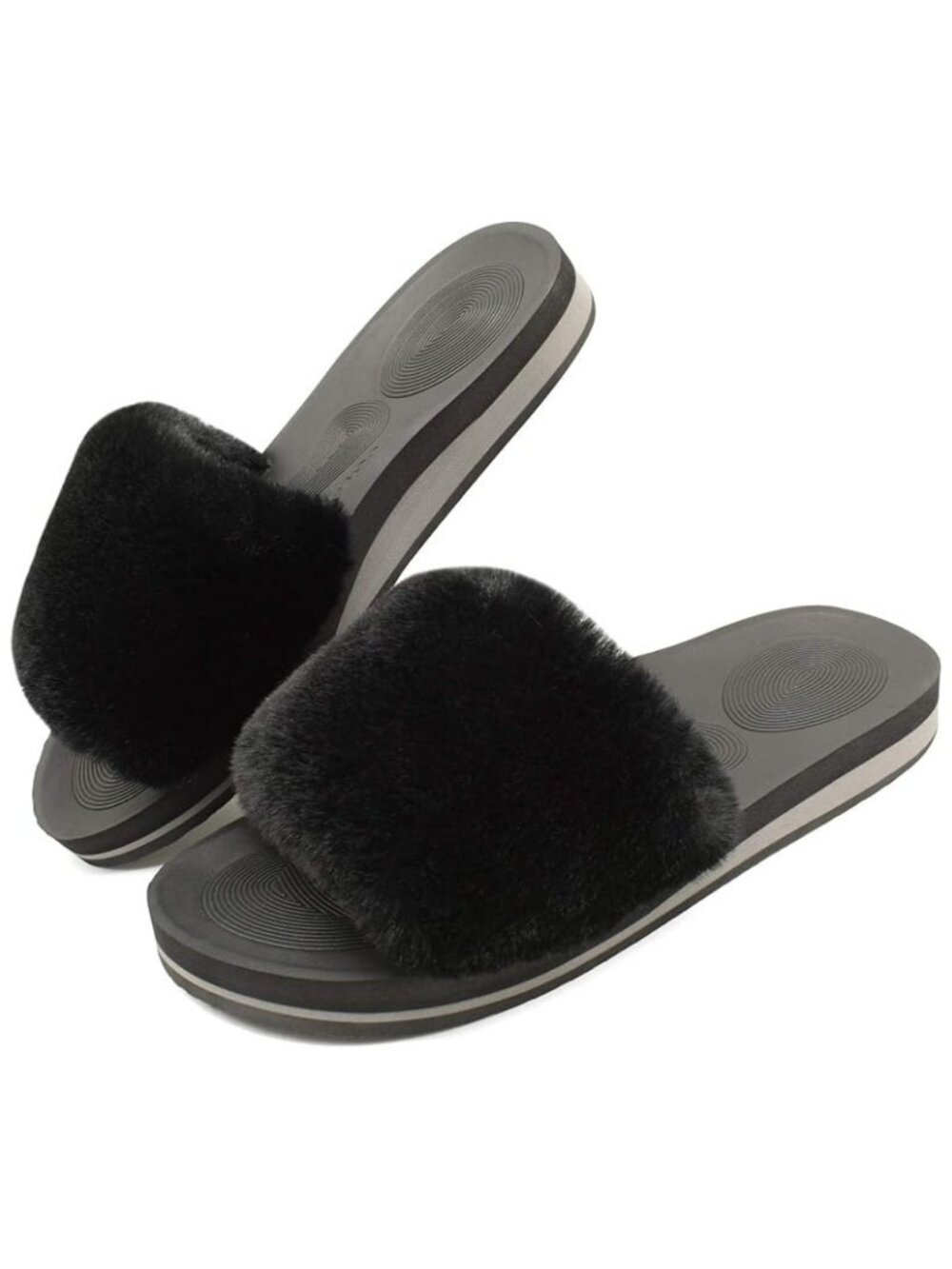 Womens Slippers with Arch Support Open Toe Orthopedic Fur Slipper 8.5